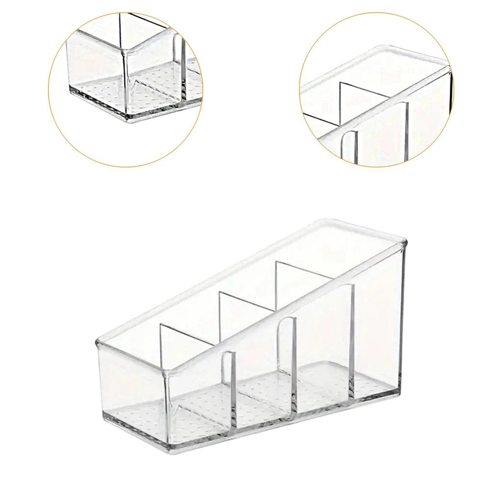 Clear Desktop Organizer with 4 Compartment Sturdy for Coffee Pods 15x8.8x7cm Transparent Storage Box for Office Supplies