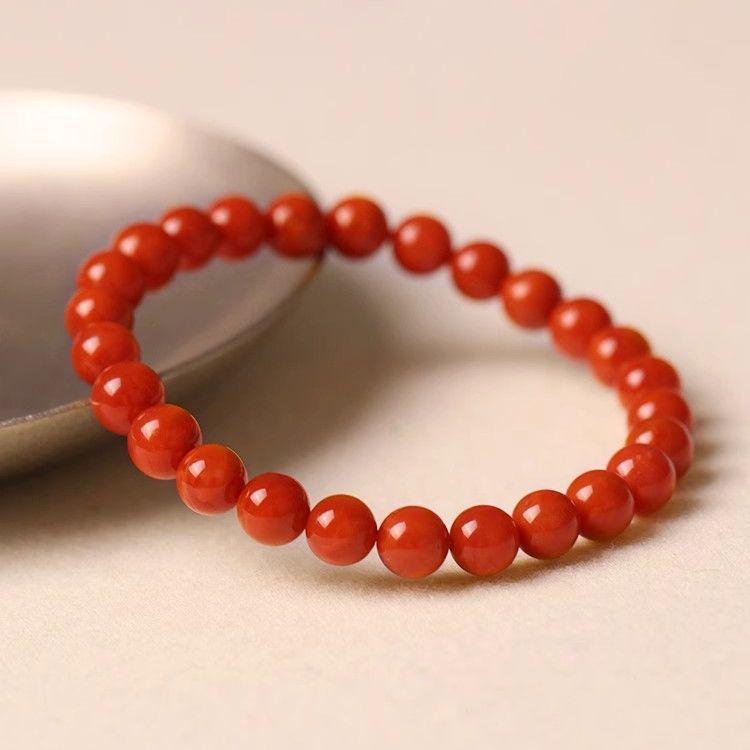 

Liangshan South Red Agate Full-Color Persimmon Red Bracelet for Men & Women