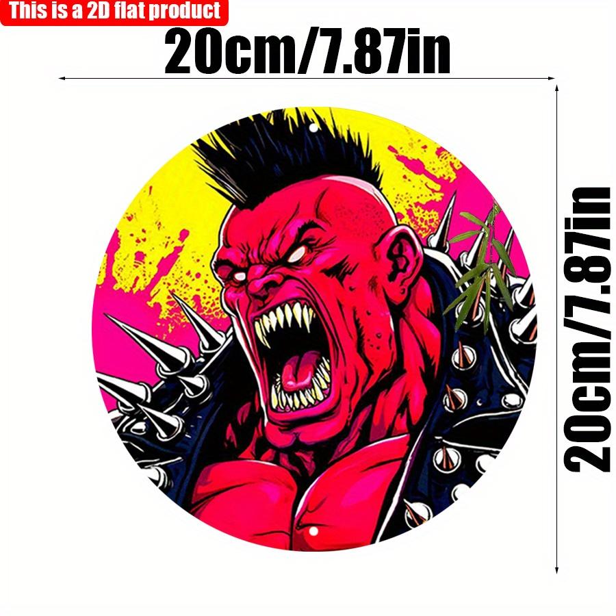 2D Flat 20*20cm1pc comic spiky monster design Hanging Art plaque, red and yellow bohemian style comic Wooden Pendant, Application to Boy Bedroom Party