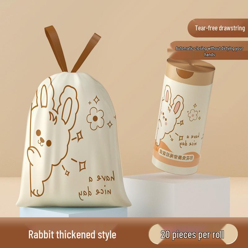 Okas Tear-Free Portable Capibara Thickened Large Garbage Bags for Home, Kitchen, and Dormitory with Drawstring