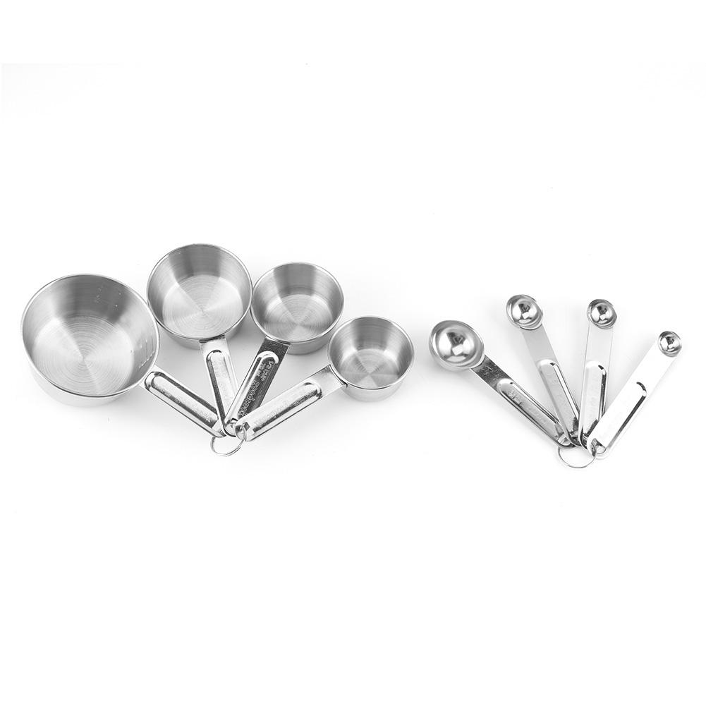 8Pcs Set Stainless Steel Measuring Spoon Cup Kit with Scales Household Kitchen Baking Tools