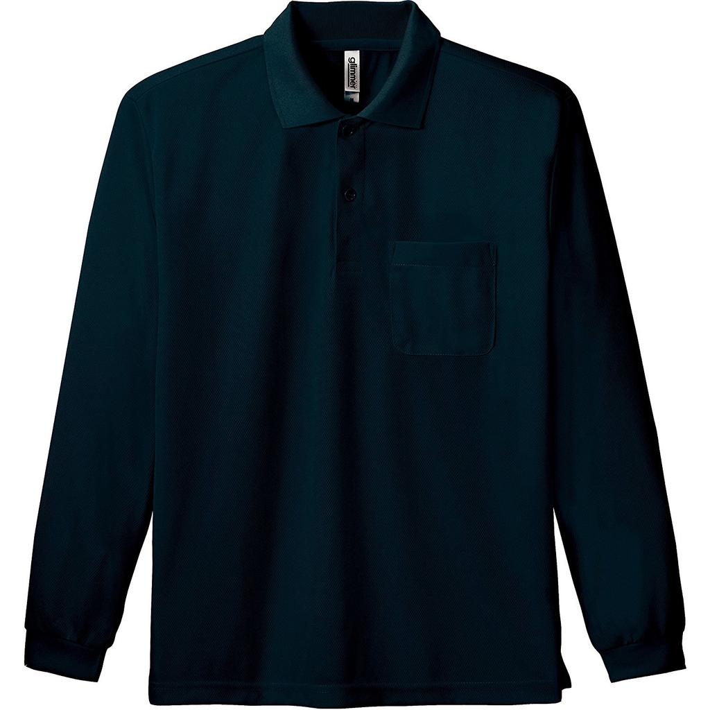 Glimmer Dry Long Sleeve Polo Shirt with Size 4.4 oz. Pocket, Men's Black, L, 00335-ALP