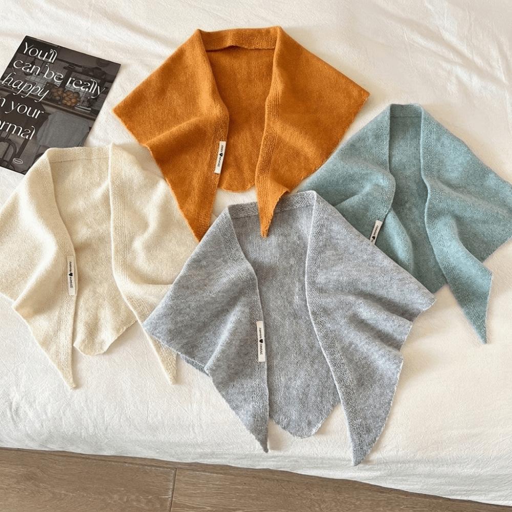 Solid Color Knitted Triangle Scarf Striped Cross Neckerchief Sweet Cross Scarves Autumn Winter