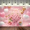 Happy Mother's Day Photography Backdrop Balloons Flowers Love Heart I Love Mom Mother's Day Party Decor Photo Background Studio