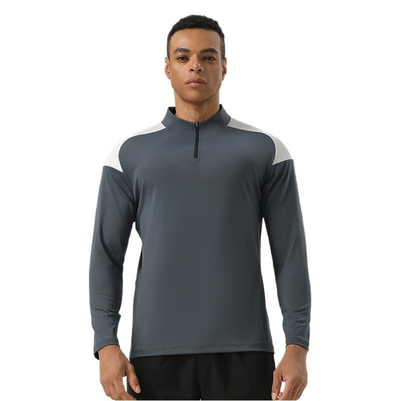 Herren Half-Zip Langarm Nylon Sport-T-Shirt: Hohe Elastizität, Bare-Feel, Ideal für Outdoor-Fitness, Wandern und Radfahren.