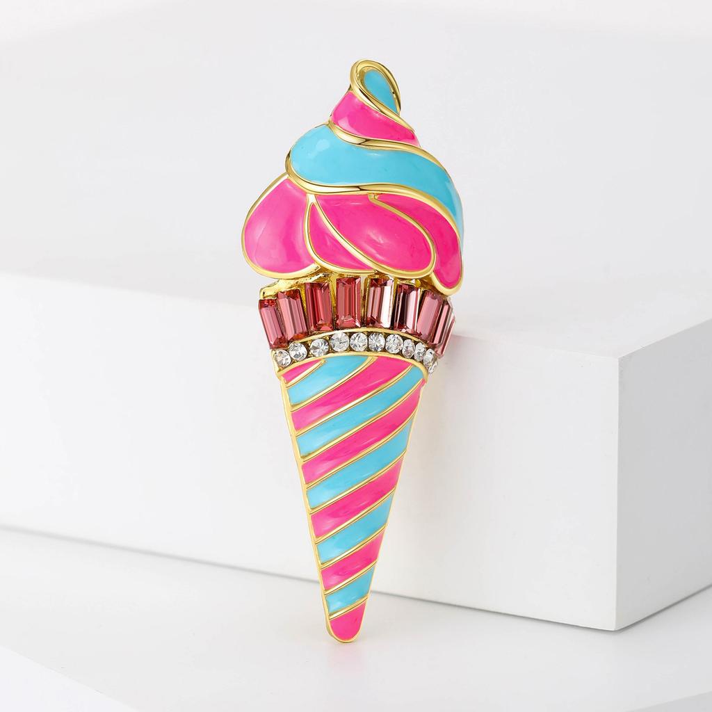 Colorful Sophisticated Ice Cream Brooch Elegant Vibranting Color Drip Oil Designs Accessory for Costumes Enhancements