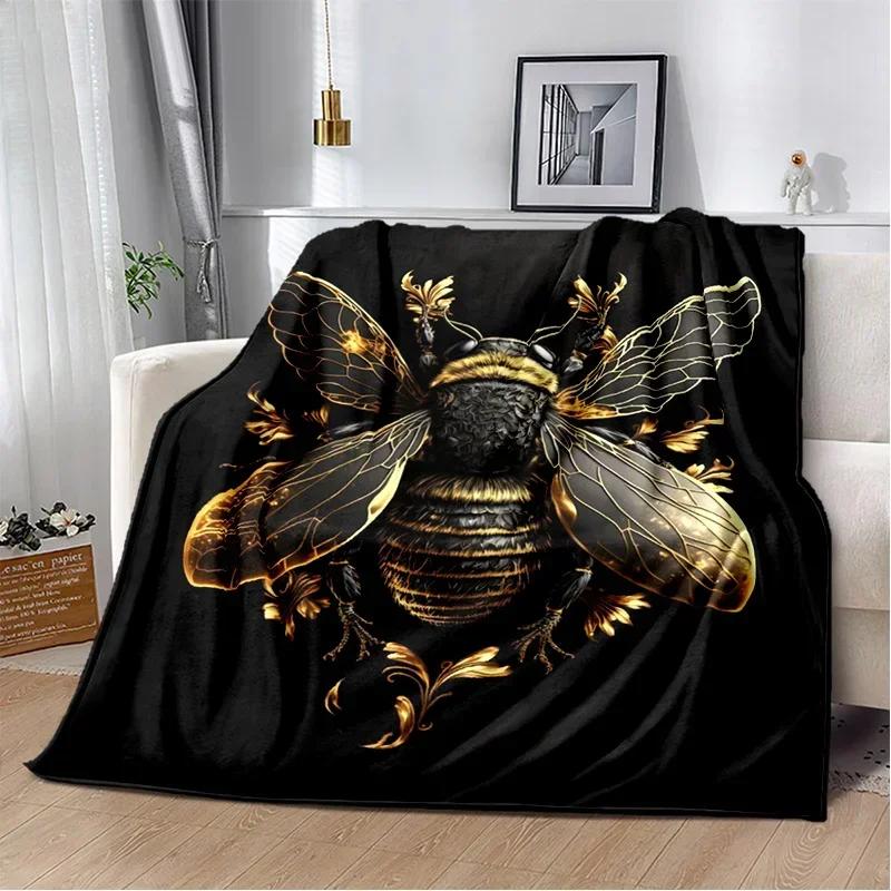 Cute Bee Honey Insect Cartoon Blanket,Soft Throw Blanket for Home Bedroom Bed Sofa Picnic Travel Office Rest Cover Blanket Kids