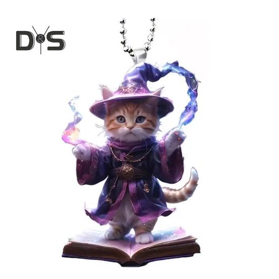 

Декоративная акриловая подвеска в виде зеркала заднего вида в виде котенка с шнурком, легко подвешивается, симпатичное украшение на рождественскую елку Cat