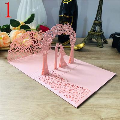 Laserschnitt 3D Hochzeitseinladung 18x13cm Pop-up Grußkarten Kreative Vertikale Einladungskarte Braut & Bräutigam