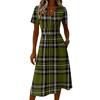 Ladies' Plaid Casual Fashionable Short Sleeved V-neck Dress