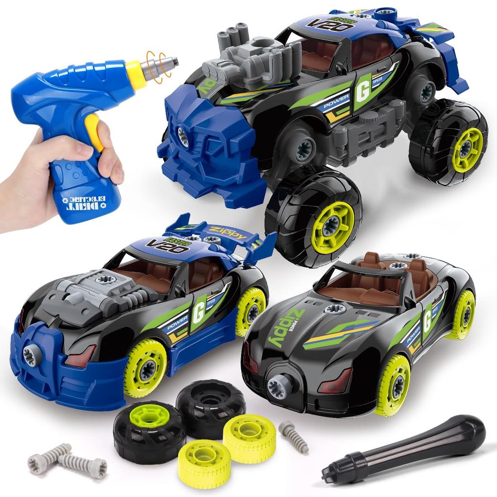 REMOKING Carpenter Toy 3IN1 Car Toy Assembly Toy Montessori Light and Hand Play Educational Toy Tool Toy Concentration 3 4 5 6 7 8 Years Old Boys and