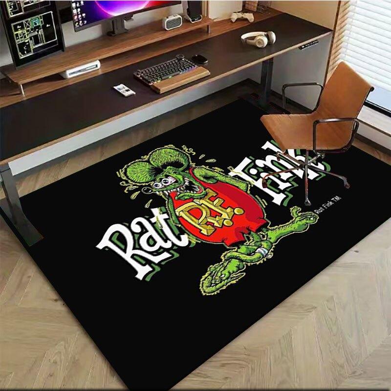 Rat Fink T-Shirt - Classic Green Mouse Car Racing TeeOffice Mat Perfect for Home Decor Office Desk Chair Rugs Chair Carpet for Office Polyes