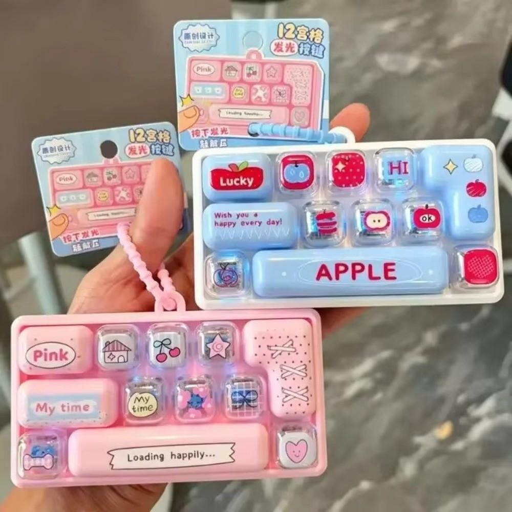 12 Keys 12 Keys Keyboard Keychain Pressable Keys Keyboard Clicker Keyring Novelty Gift