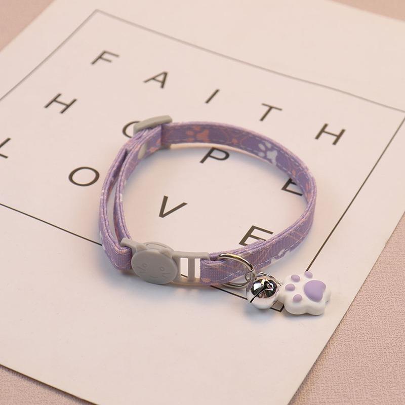 Haustierhalsband mit Glocke Cartoon Pfotenabdruck Bunt Hund Welpe Kätzchenhalsband Verstellbar Sicherheitsglocke Ring Halskette Haustierzubehör