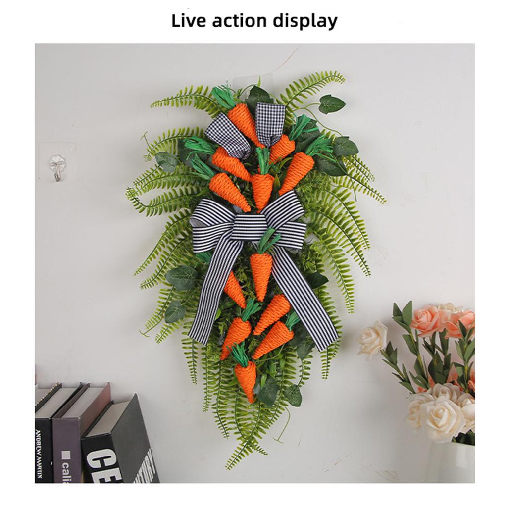 Easter Carrot Wreath, Window Display Hanging Decoration, Holiday Plant Vine Ring, Easter Decoration, Holiday Scene Craft.