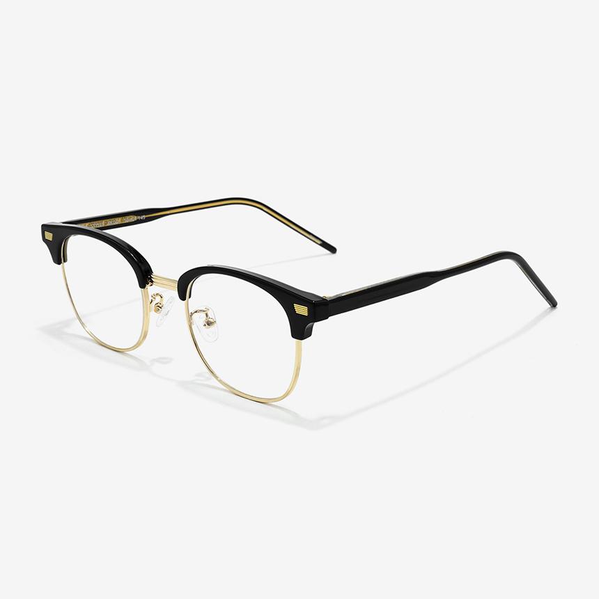 Seutailwokeu Style7 Bkgd_Black & Gold Classic Browline Stylework Eyeglass Frames