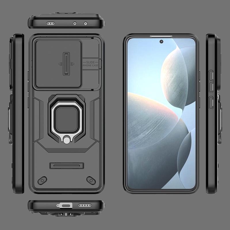 For POCO F6 Pro 5G Cover For POCO X6 Pro Case 6.67 Inch Lens Sliding Window Protector Armor Shockproof Holder Magnetic Bumper