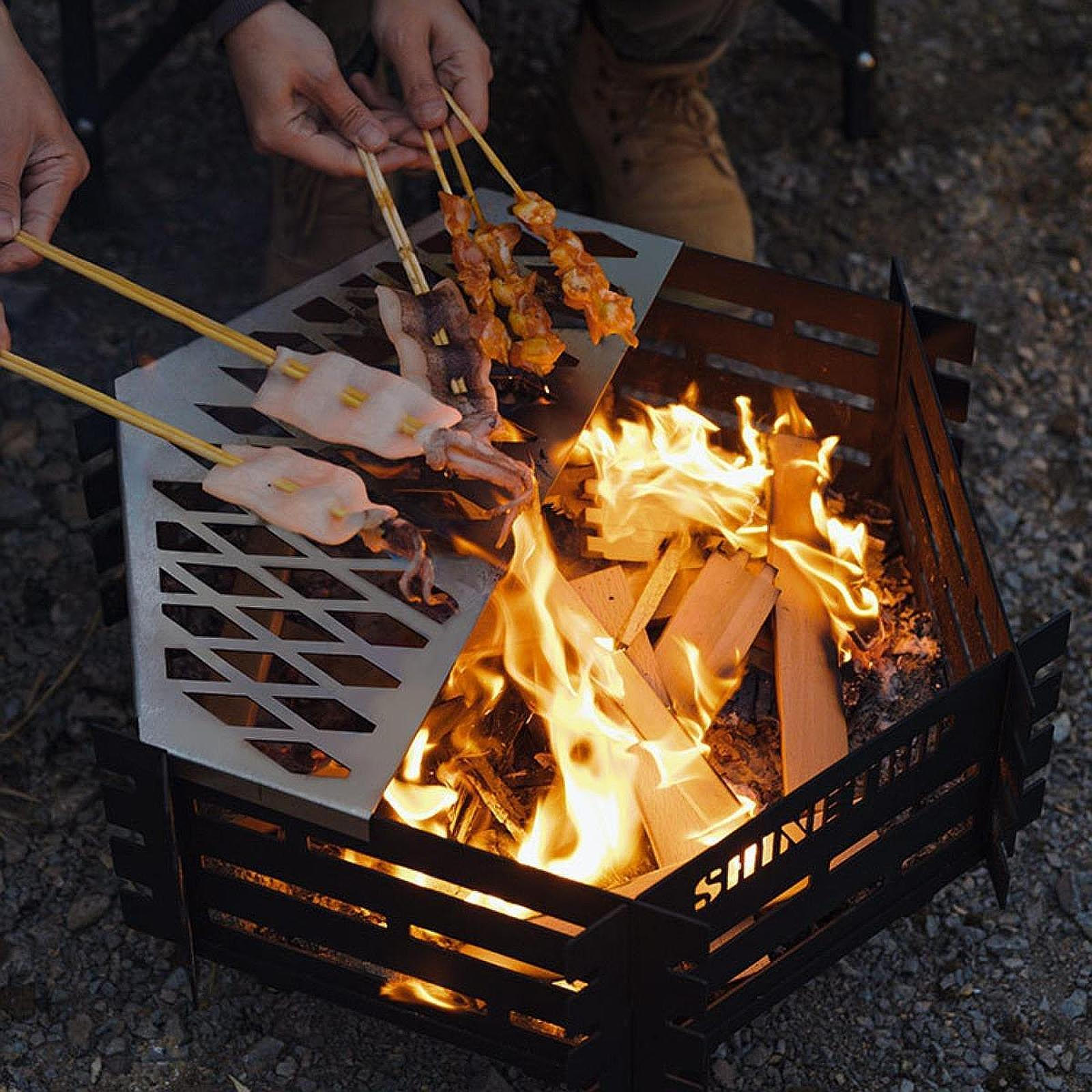 

Гриль, многофункциональный многоразовый сетчатый гриль для чаепитий, походов, пешего туризма Stainless Steel