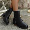 Fall 2025 Boots Fashion Trend Studded Belt Buckle Round Toe Oversoles and Chunky Heel Fashion Boots