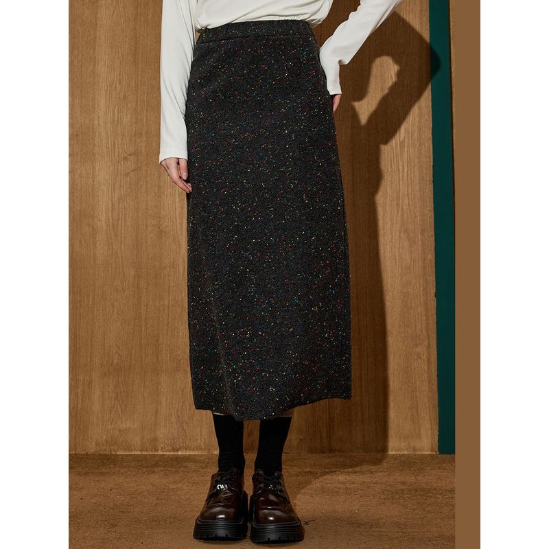 Coolhut A-Line Skirt Slimming Versatile High-Waisted Straight Shiny Sequin Mid-Length Skirt 2026 Winter Half Skirt