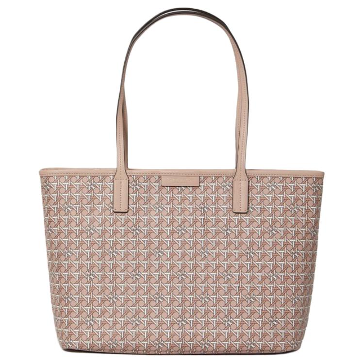 

Tory Burch All Over Vintage Floral Pattern Coated Canvas Tote Bag Women Tote Peach-Pink 147748-650 Basic Set (Bag+Dust Bag)