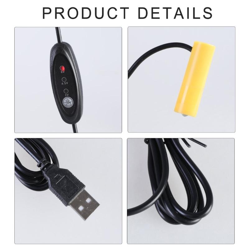 USB 5V 2A auf 3V 4.5V 6V Stromversorgungskabel Ersetzt AA LR6 Batterien für Uhren Lüfter und Fernbedienungen