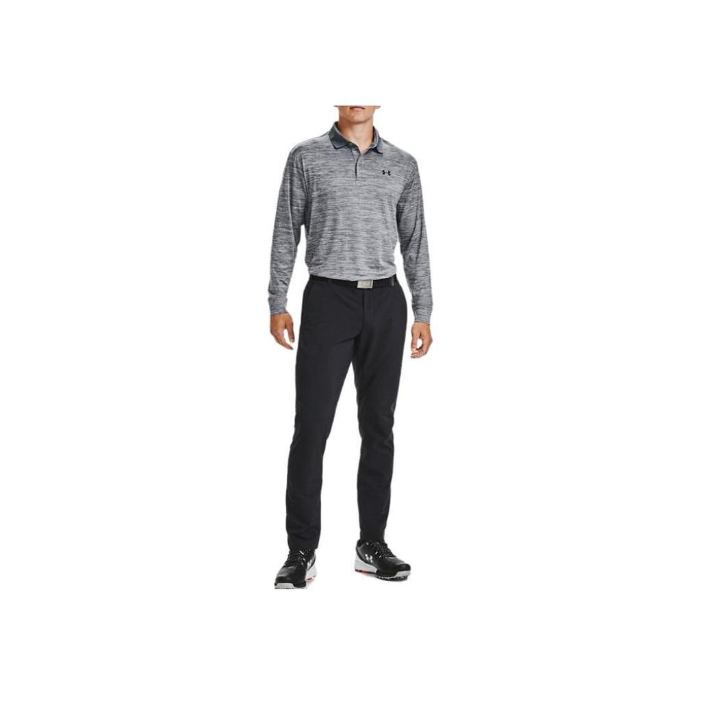 Under Armour Logo Print Square Neck Long Sleeve Polo Shirt Herren Polohemden Grau 1361610-035