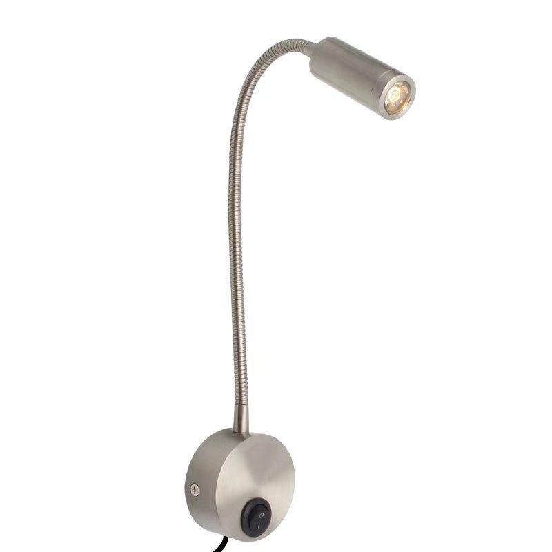 Wall Lmap Sconces Clamp Light 3W Bedroom Lamp On/Off Switch White Silver Black Flexible Gooseneck Home Bedside Reading Lights