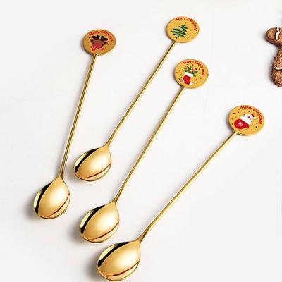 Cuchara de Postre con Set de Caja de Regalo Cubiertos de Acero Inoxidable con Temática Navideña Bonita Estilo 3 de Decoración Festiva