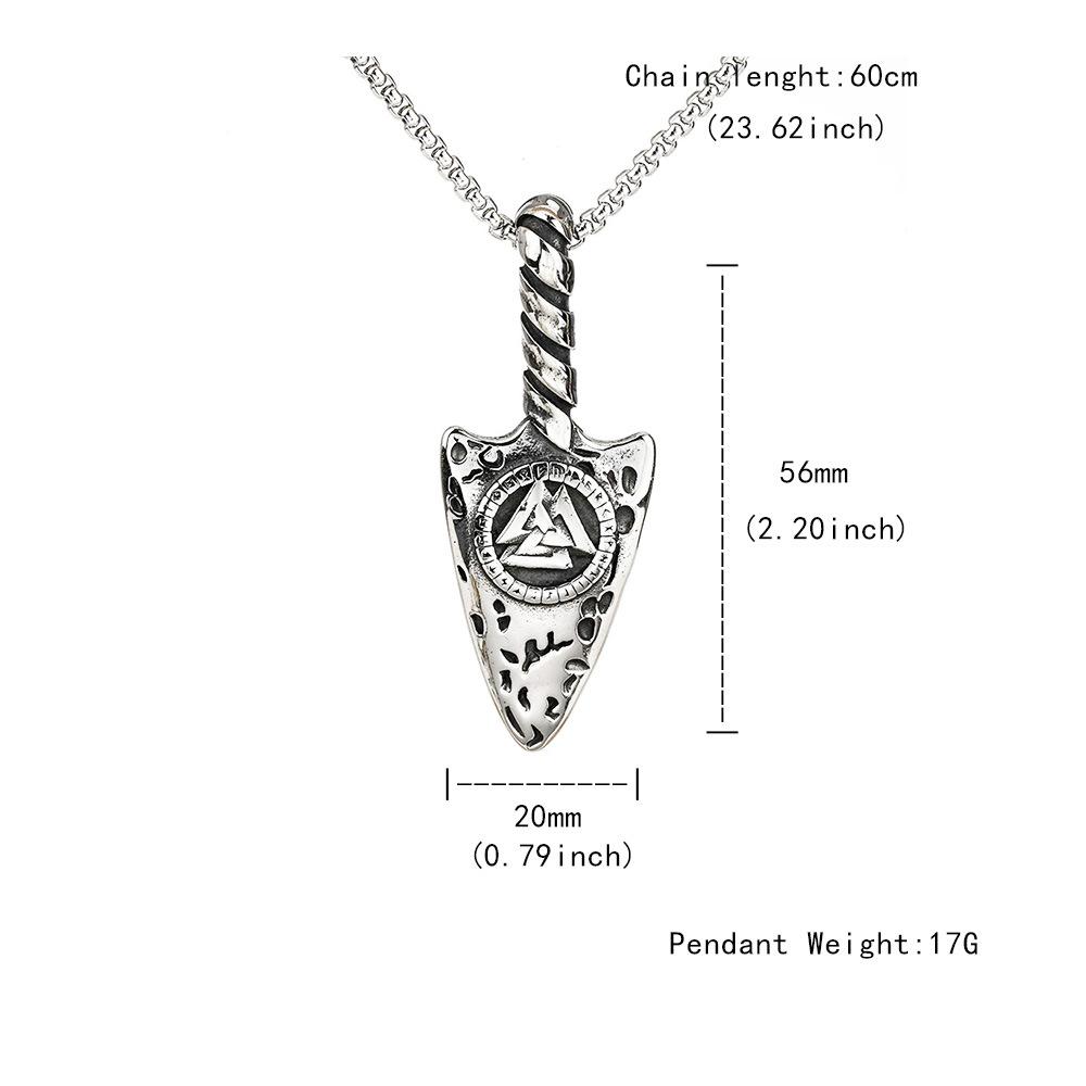 Men's Stainless Steel Necklace Triangle Standard Viking Rune Titanium Steel Pendant Nordic Jewelry
