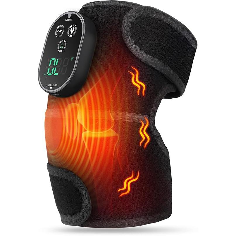Cordless Knee Massager, Heated Knee Brace Wrap with Touch Screen Control, Adjustable Knee Shoulder Elbow Heating Pad, Heating Pad for Knee Elbow
