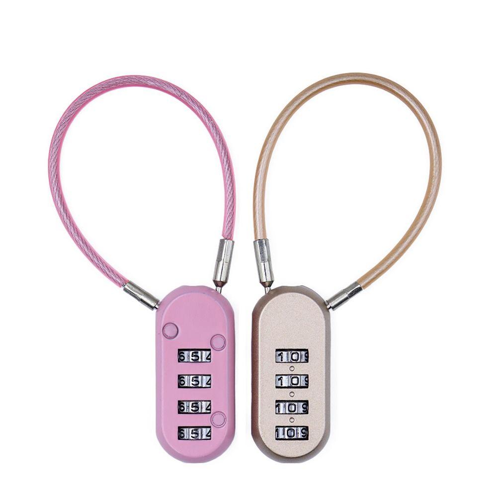 Zinc alloy 4 Digit Password Lock Wire Rope Padlock Dormitory Cabinet Lock Anti-theft Security Coded Lock for Home&Travel