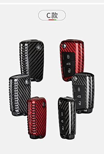T-carbon Compatible: Volkswagen Golf 7 MK7 3-Button Car Key Case Real Carbon Smart Key Case Key Cover Key Protection Key Holder (Through Hole Typ