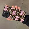 Pink Bow Leopard Pattern Full Body Protection Phone Case For iPhone 16 Pro Max 15 14 Plus 13 12 Mini X XR 7 8 11 XS SE Cover