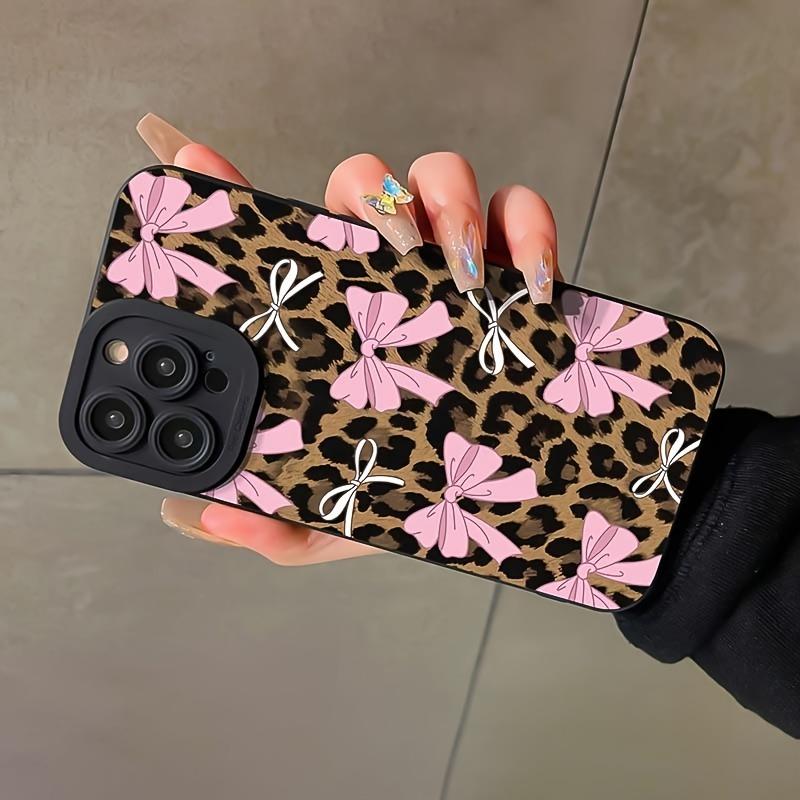Pink Bow Leopard Pattern Full Body Protection Phone Case For iPhone 16 Pro Max 15 14 Plus 13 12 Mini X XR 7 8 11 XS SE Cover