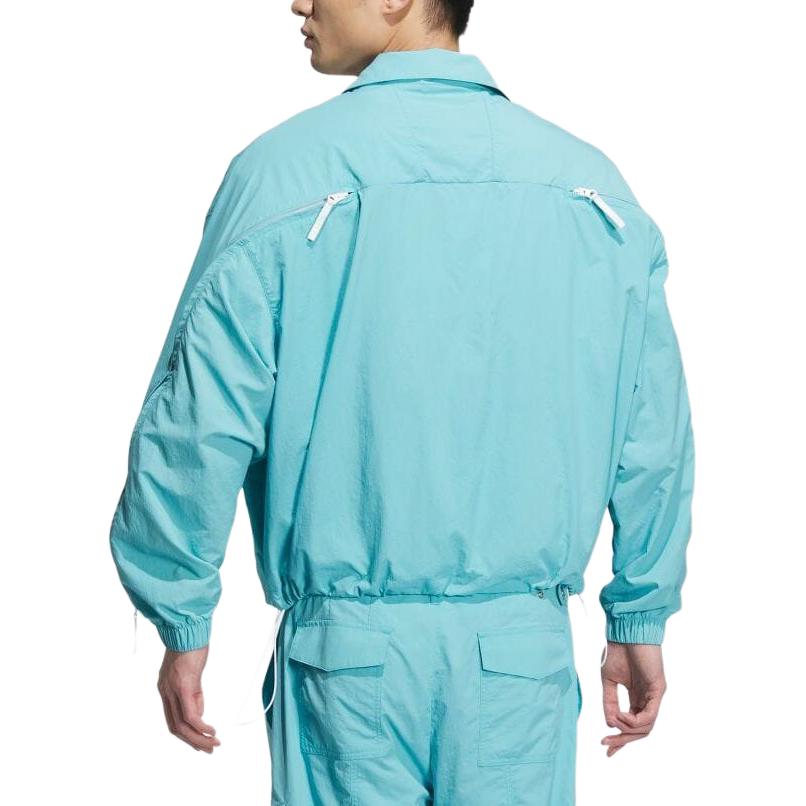 adidas Originals X Kr Op Collab SS24 Jednolity Kolor Kurtka Rozpinana z Długim Rękawem Męska Odzież Wierzchnia Turkusowy IZ4919