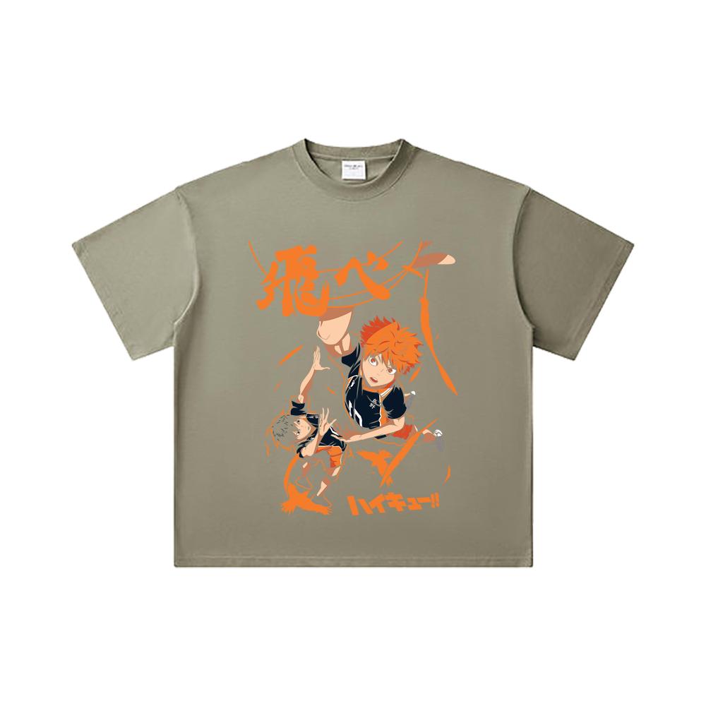 260 GSM Double Yarn 32 Count 100% Cotton Haikyuu V10 Hinata Tobio Print Unisex Heavy Cotton T Shirt