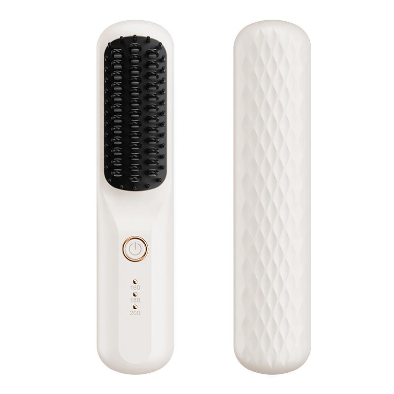 Rechargeable Ceramic Straightening Brush: Wireless, Portable, Non-Damaging Hair Curler
