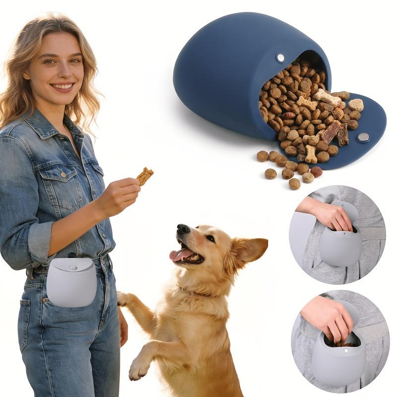 Magnetic Seal Silicone Pet Treat Pouch Durable Clip-on Design Portable Food Dispenser For Dog Daily Training