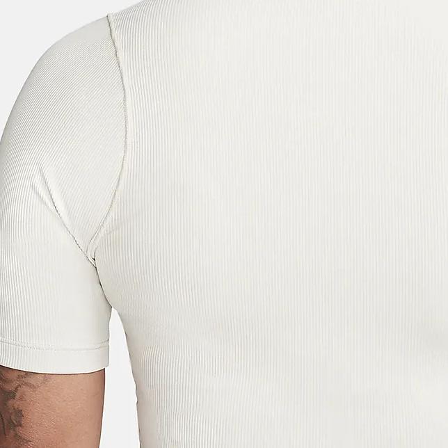 Nike Zenvy Rib Solid Logo Short Sleeve T-Shirt Women Tops Off-White FN7467-104