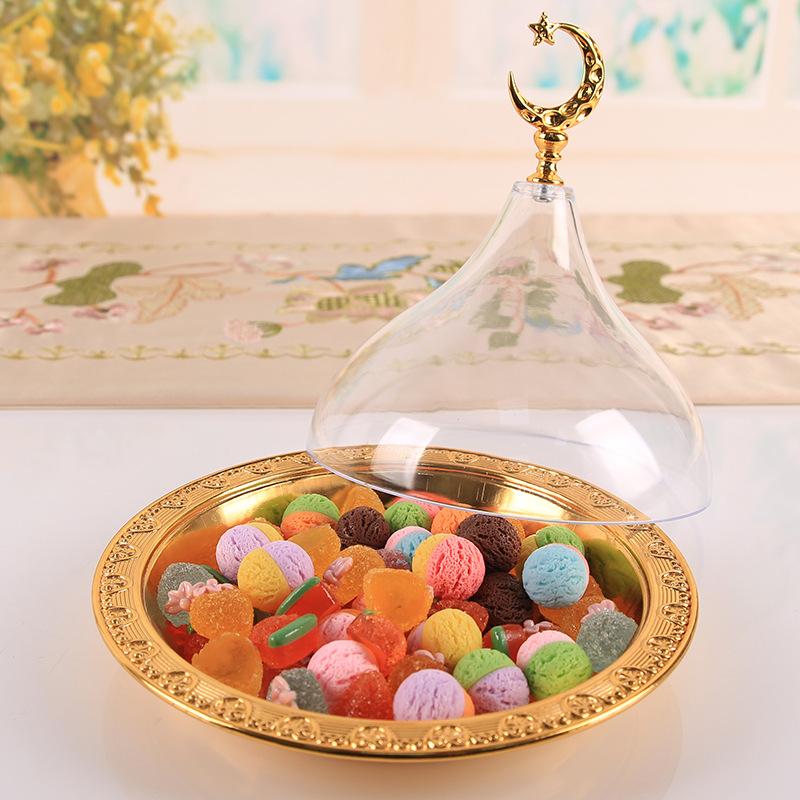 Metal plate European vintage western plate cushion plate home cold cuts steak salad plate dessert plate with acrylic lid
