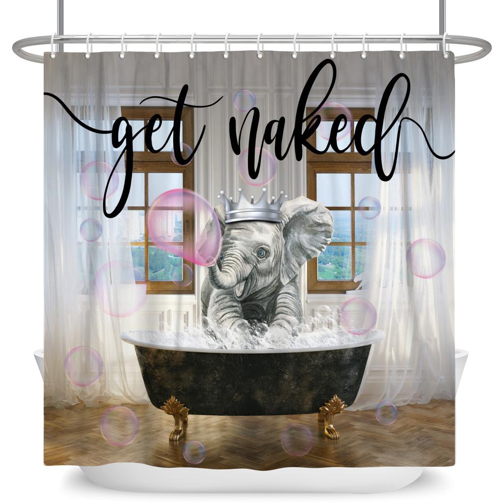 Cute Dinosaur Funny Animal Shower Curtains Bathroom Bathtub Decoration Waterproof Polyester Bath Curtain Home Decor with Hooks