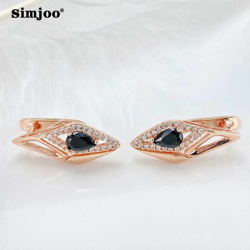 SIMJOO Zircon Earrings Women Europe and America INS Ethos Fashion Personality 585 Rose Gold Earrings