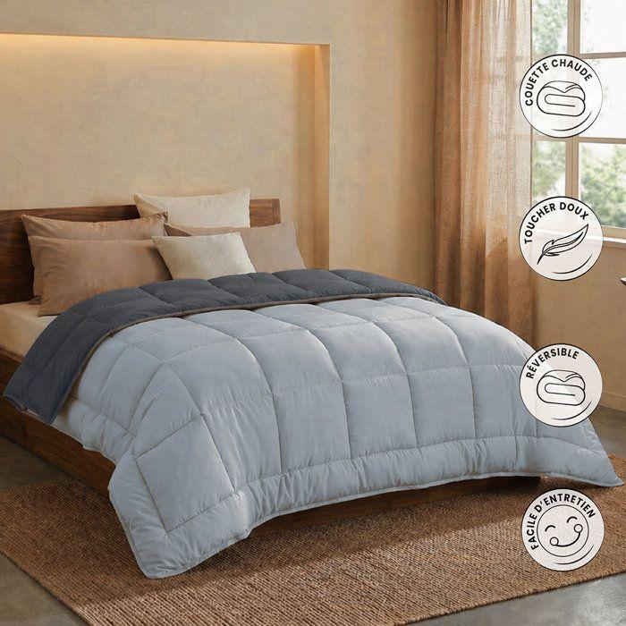 HUDSON - Leichte Mikrofaser-Bettdecke - 200g/m2 - Grau & Silber - 220 x 240 cm