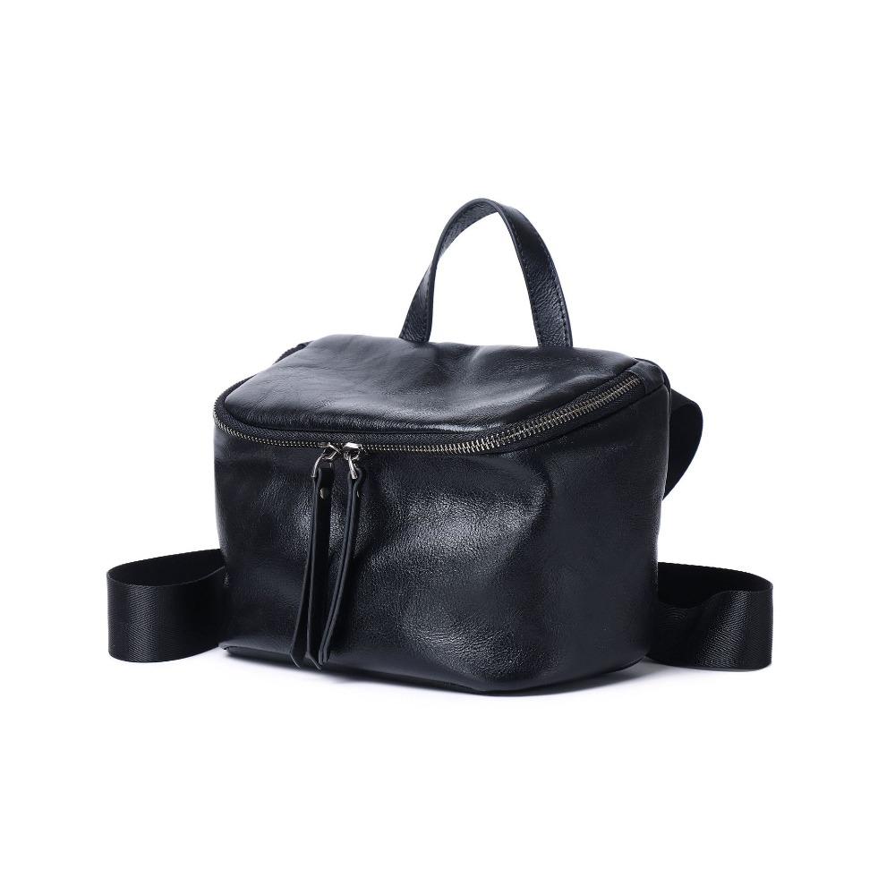 Women'S Bag First Layer Cowhide Simple Breast Bag Casual Fanny Pack Oblique Span Bag