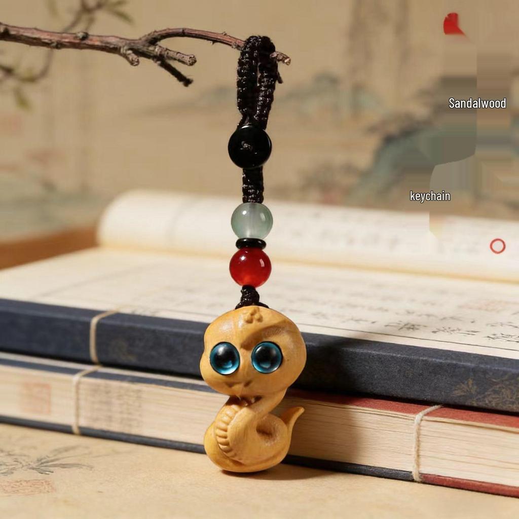 Sandalwood Twelve Zodiac Snake Keychain Pendant & Phone Charm