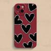 Luxury Black Love Heart Soft Silicone Phone Case For iPhone 15 14 13 12 11 Pro Max Mini XR X XS Max 7 8 Plus Shockproof Cover