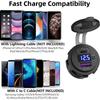 Car Phone Charger Fast Power Charging Block QC3.0 Type-C PD Dual Port Adapter With Digital Display Voltmeter Phone Car Charger