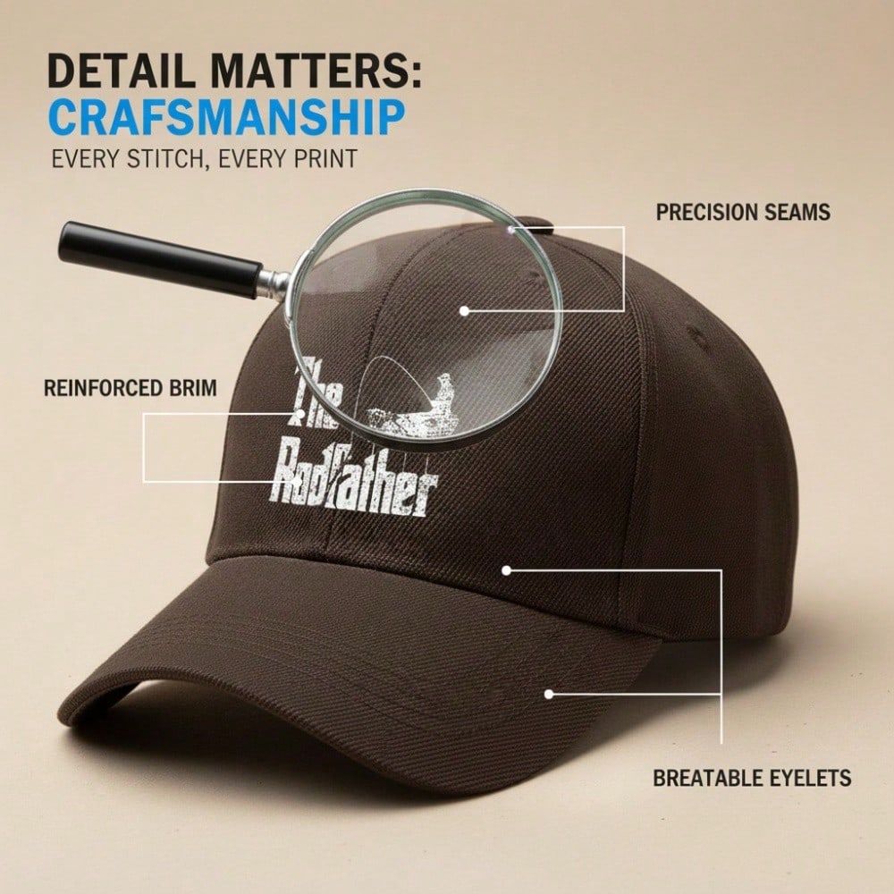 [Dad Hat Fishing] The Rodfather Print Polyester Adjustable Casual Outdoor Sports Baseball Cap For Men Women Father's Day Gift