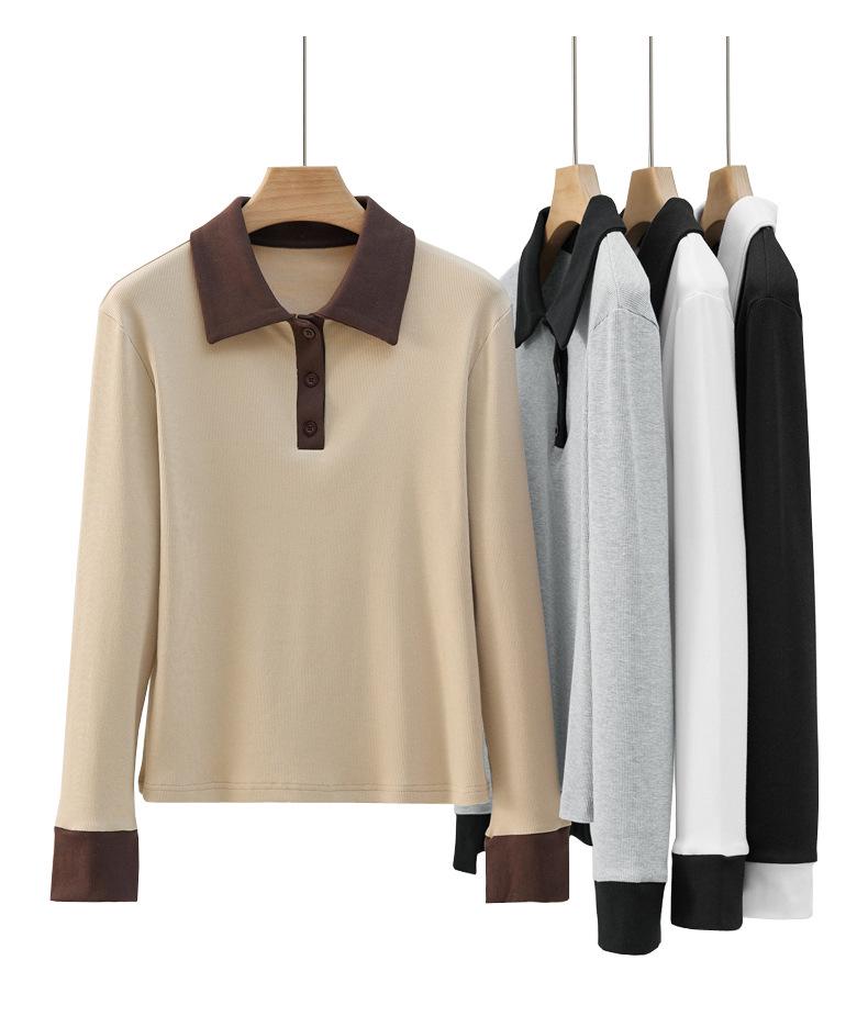 Dámská polokošile s dlouhým rukávem v barevném bloku s límečkem na zapínání (Kolekce podzim/zima 2025)